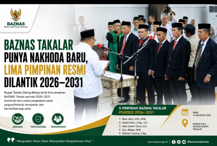 BAZNAS Takalar Punya Nakhoda Baru, Lima Pimpinan Resmi Dilantik untuk Periode 2026–2031