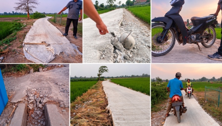 JALAN TANI KALUKUANG BIKIN PETANI MENGELUH! Sempit, Beton Retak, Papan Informasi Jadi Tanda Tanya!